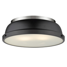  3602-14 PW-BLK - Duncan 14" Flush Mount in Pewter with a Matte Black Shade